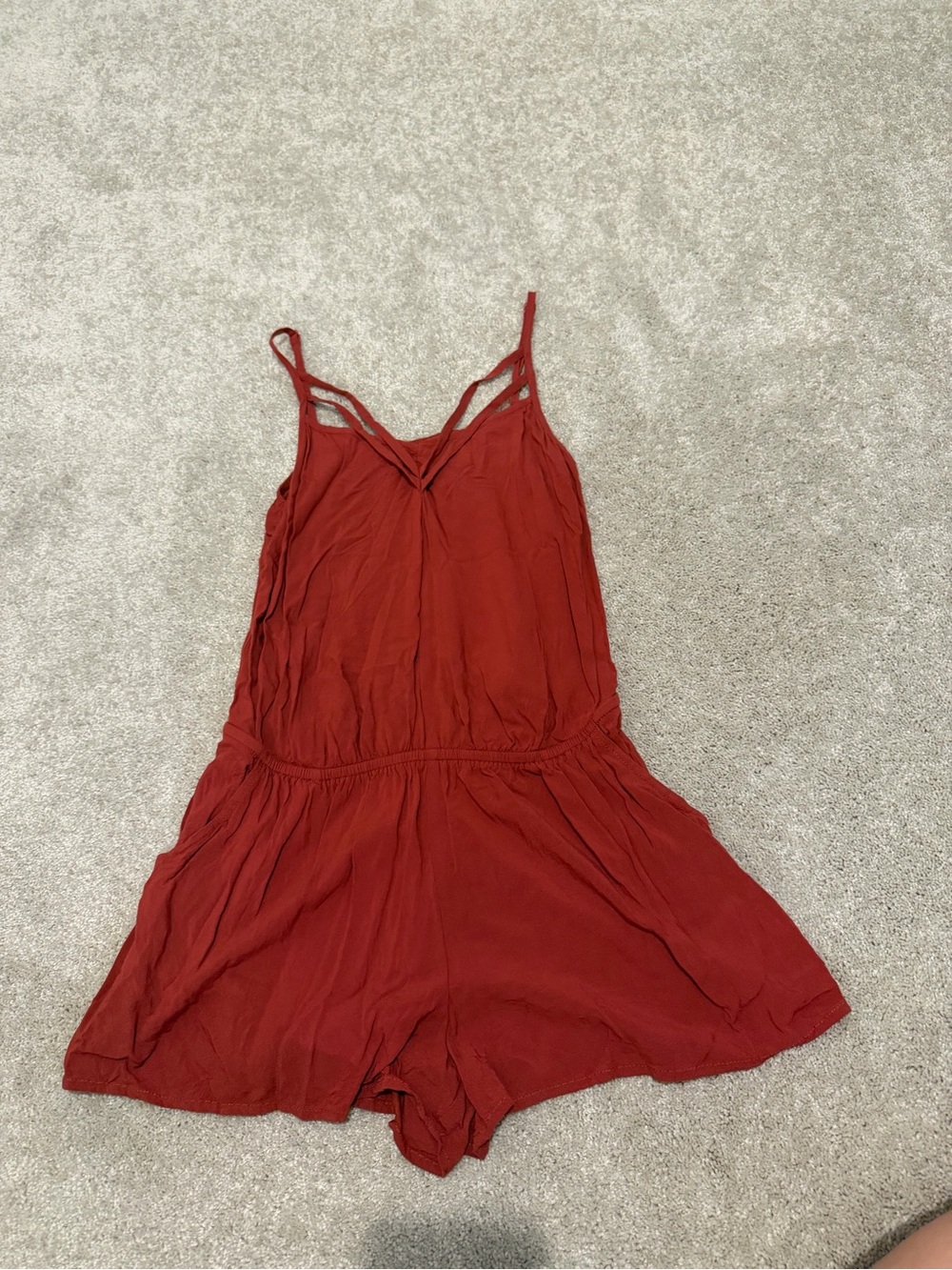 Express Rust Red Spaghetti Strap Romper